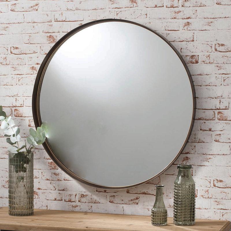 Bronze Industrial Round Mirror - Primrose & Plum