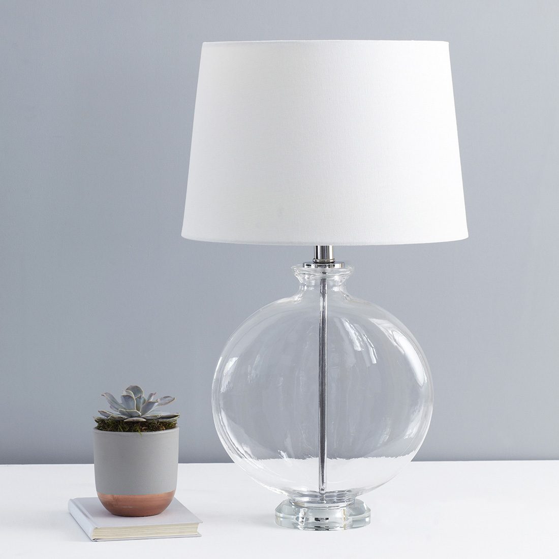Slim Round Glass Table Lamp 