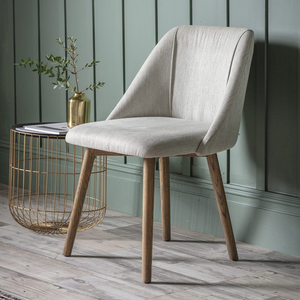 Grey Linen Herringbone Dining Chair Set of Two Primrose & Plum