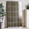 oversized large statement rectangular window style wall mirror with a vintage glass finish