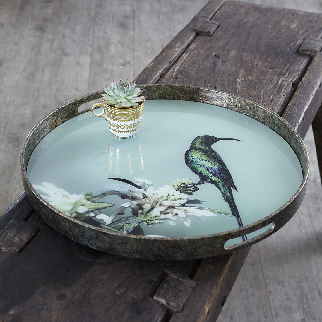 teal decorative tray