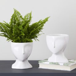 contemporary ceramic white face planter