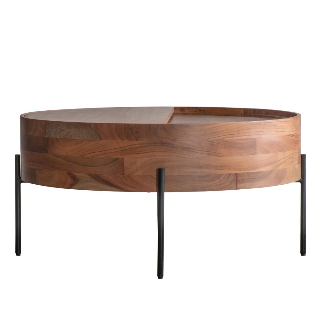 Textured Black Drum Coffee Table - Primrose & Plum