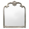 large decorative overmantel wall mirror with ornate detailing and a silver leaf finish