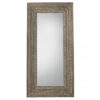 boho inspirect full length wooden rectangular mirror with a deep carved frame and white wash finish