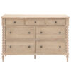 oak seven drawer chest with elegant bobbin corner detailing, a subtle lime wash and small round knobs